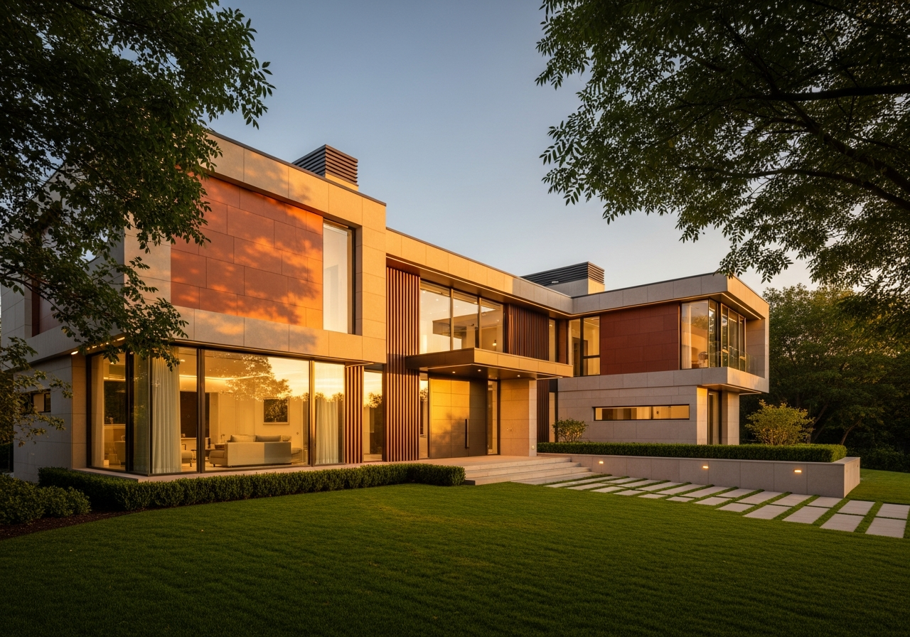 Modern southern residence at golden hour