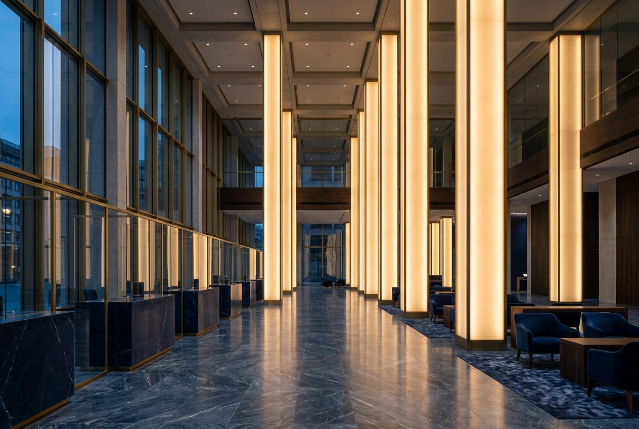 Modern financial hall — conceptual illustration