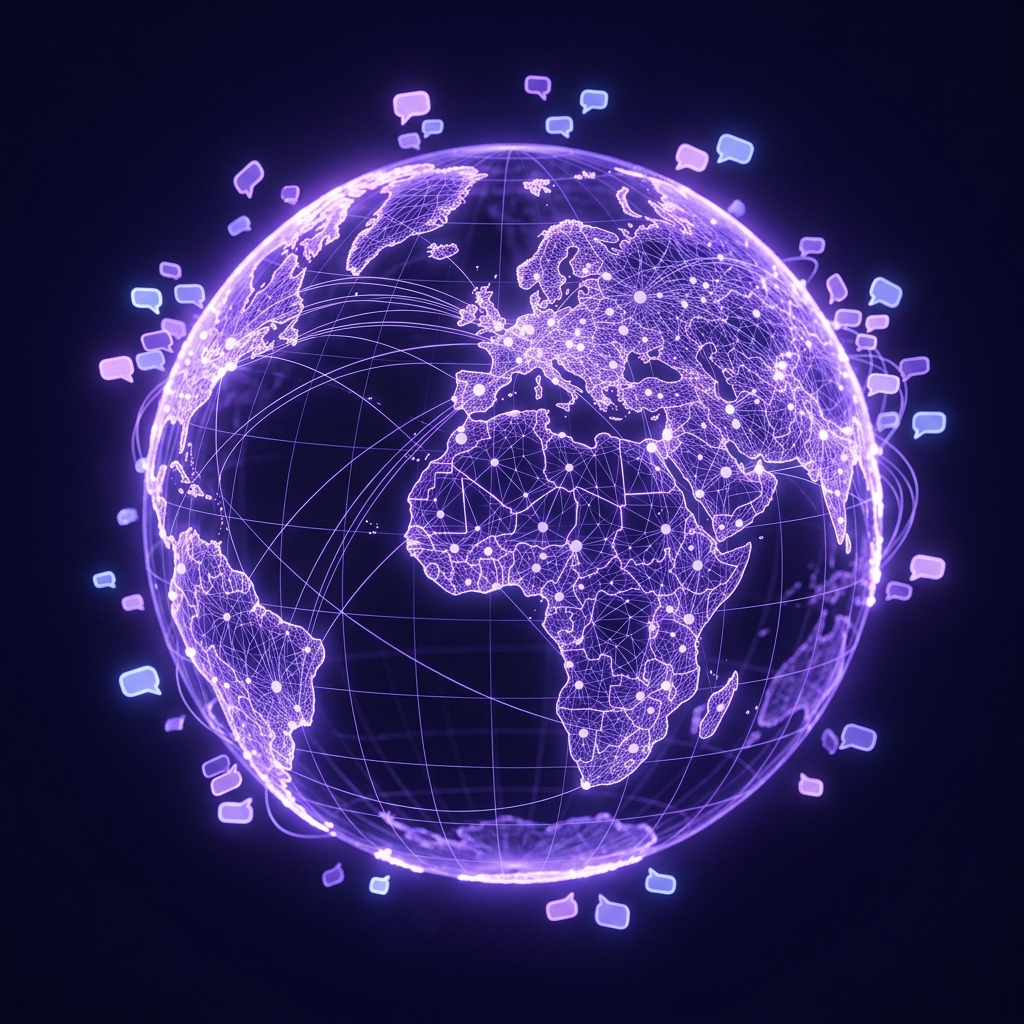 Glowing globe connecting people