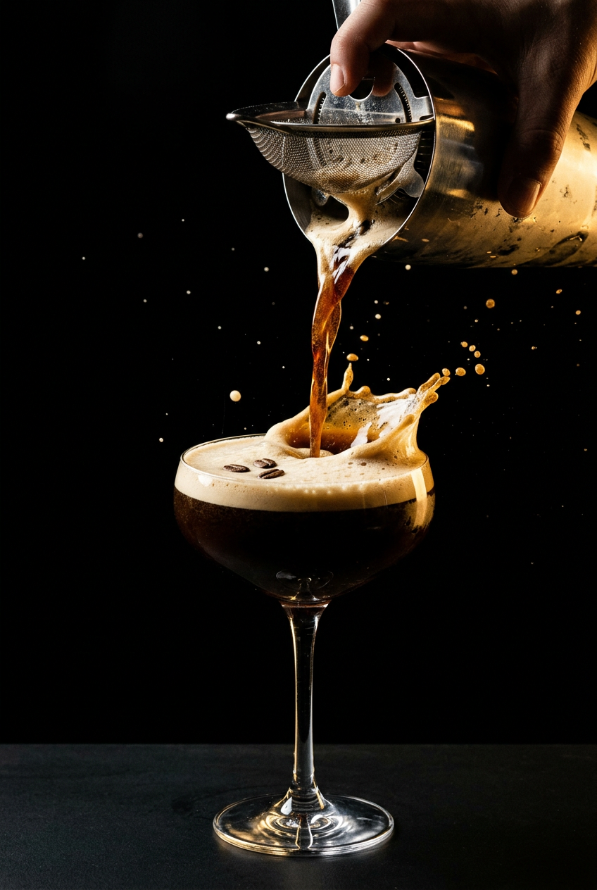 Espresso martini being poured