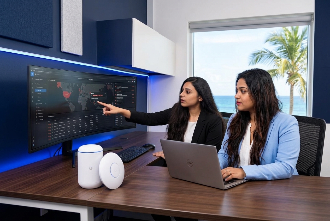 Likha Pradeep and Revathy Krishnakumar monitoring cybersecurity