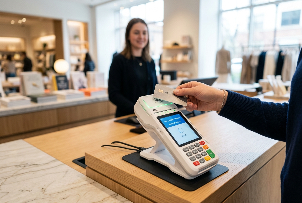 White PAX contactless card payment terminal