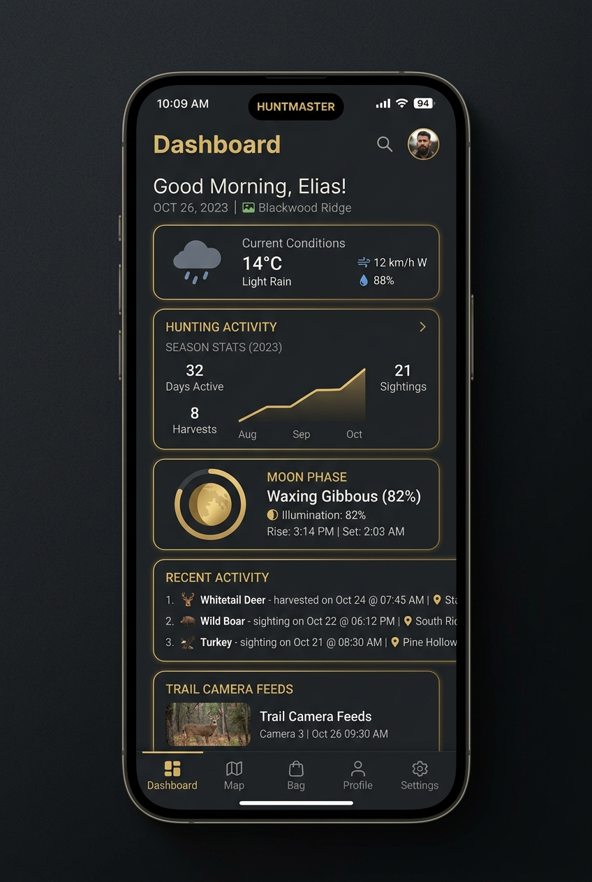 Waidbook dashboard screen