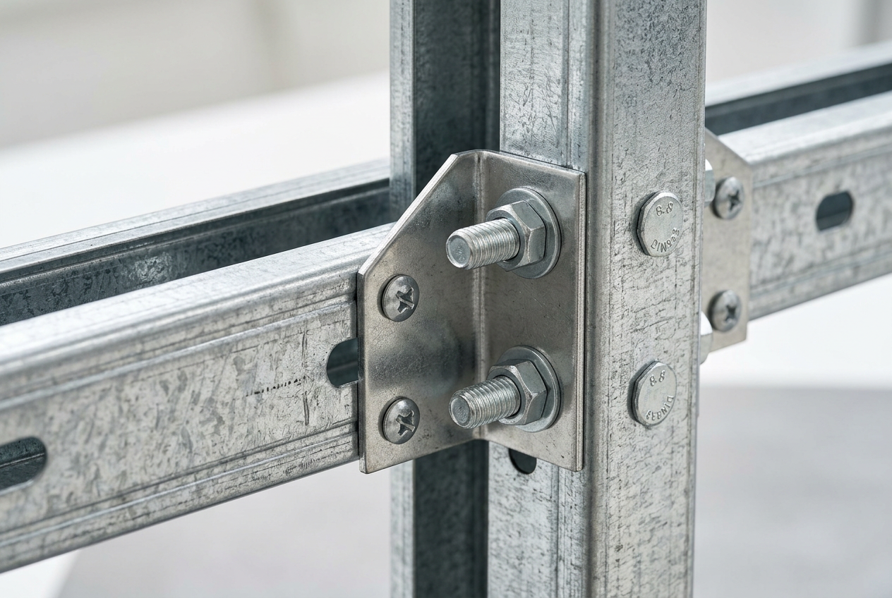Precision steel framing connection detail