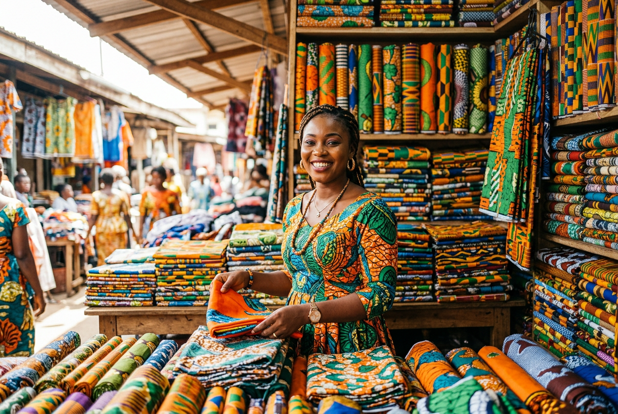 Entrepreneure ivoirienne sur un marché