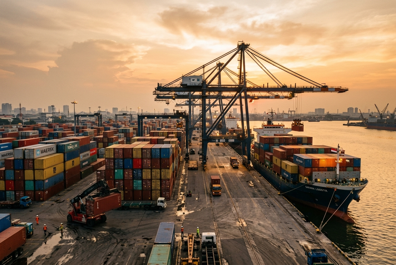 Export containers at port