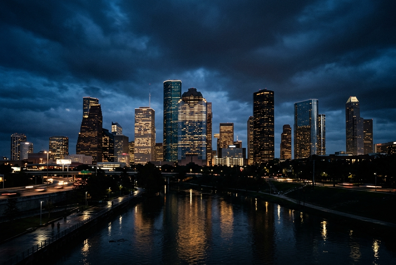 Houston skyline at dusk