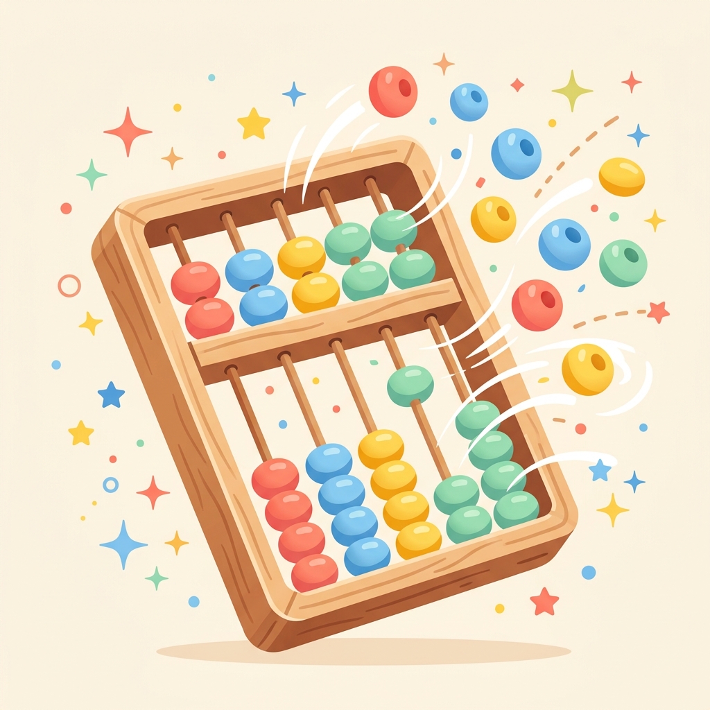 Colourful abacus with floating beads