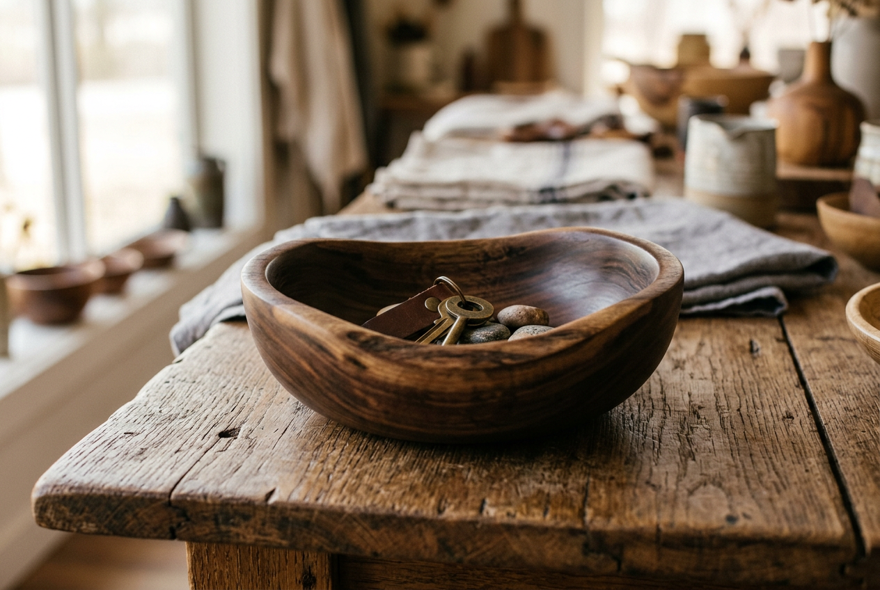 Turned Walnut Catch-All Bowl · Woodworking