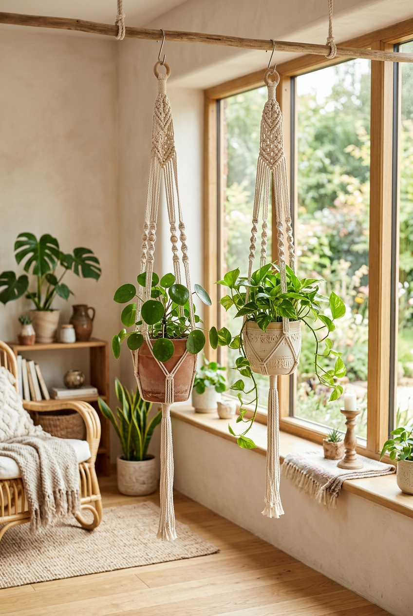 Macramé Plant Hanger Duo · Fiber & Textiles