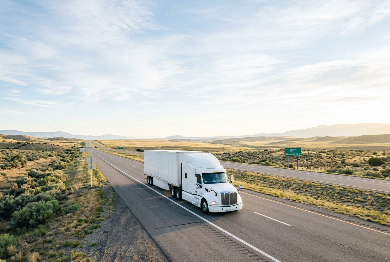Semi truck on the open highway
