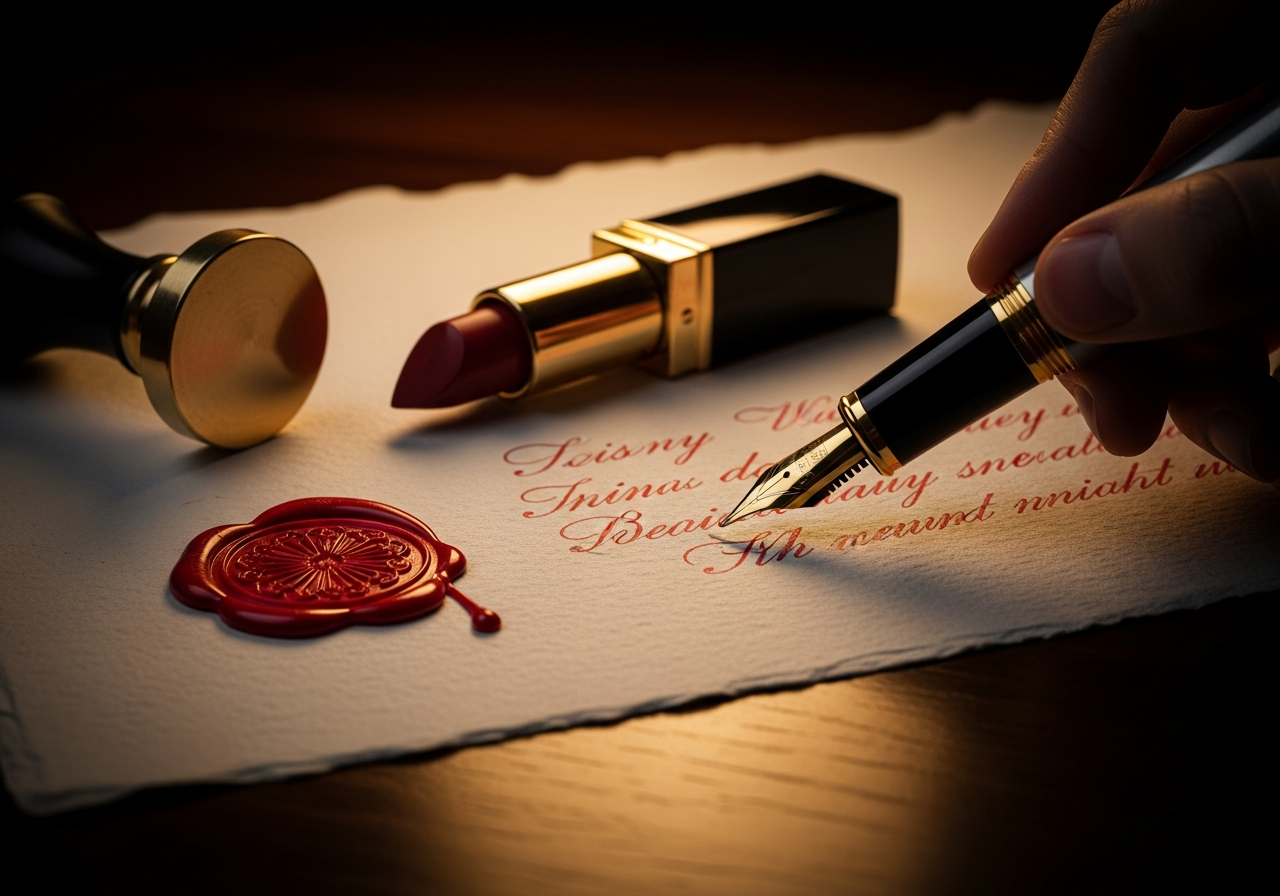 Risposta con penna stilografica o rossetto
