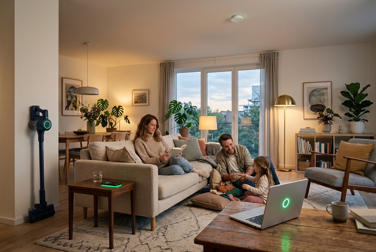 A family evening with every device charging wirelessly