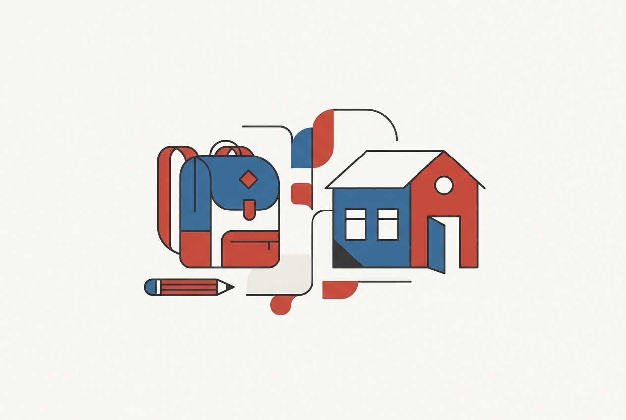 Ilustración de Hallo Suiza sobre escuela y guardería: vocabulario para familias