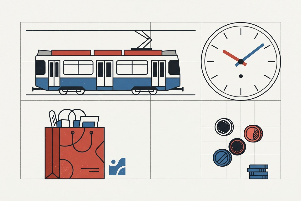 Ilustración de Hallo Suiza sobre frases útiles para el transporte público