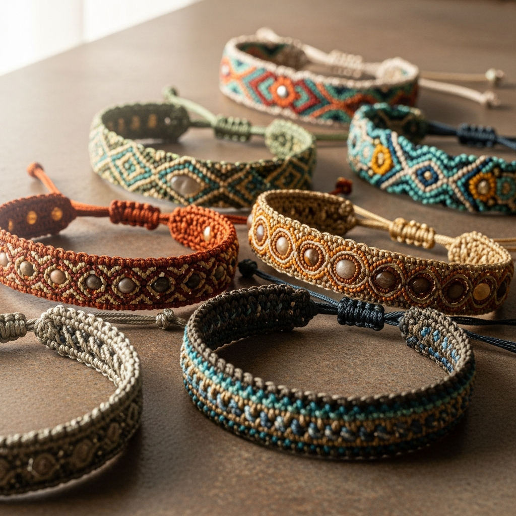Bracelet artisanal tissé aux cartes