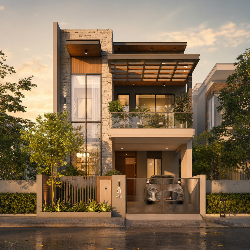 Rajwada Bungalow 3D render