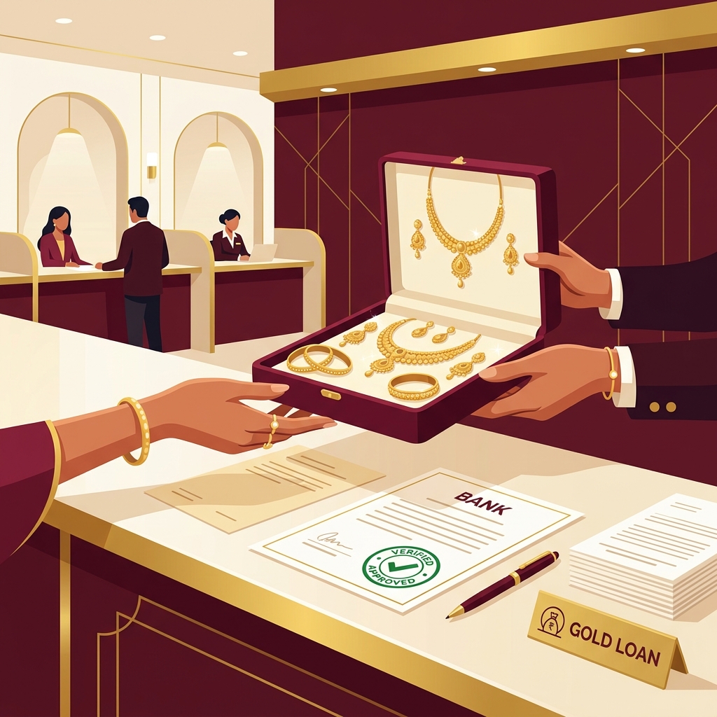 Jewellery being released back to customer across a bank counter