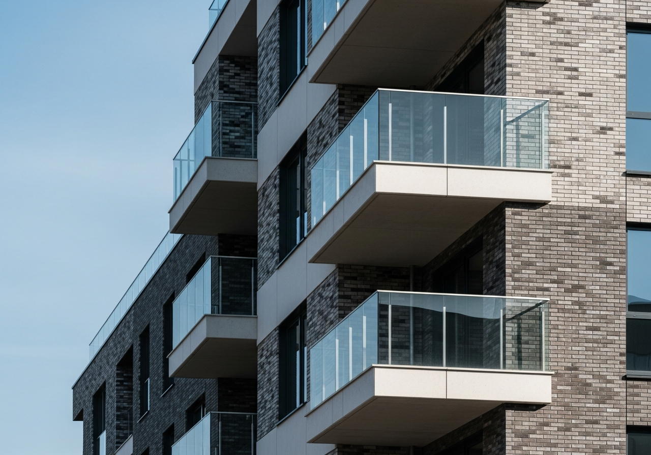 Modern Belgian apartment facade detail