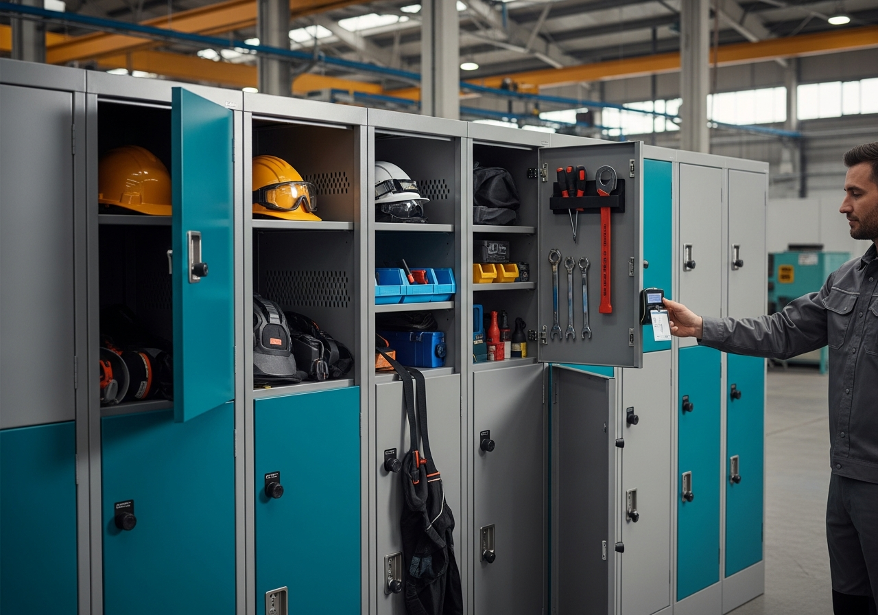 Tool management lockers in industrial factory environment