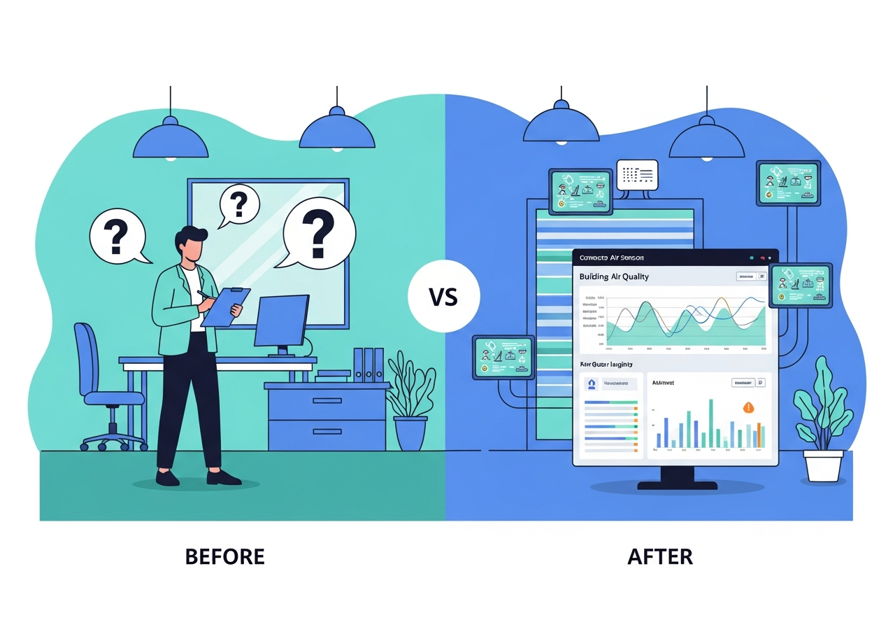 Manual spot checks vs real-time connected IAQ monitoring comparison