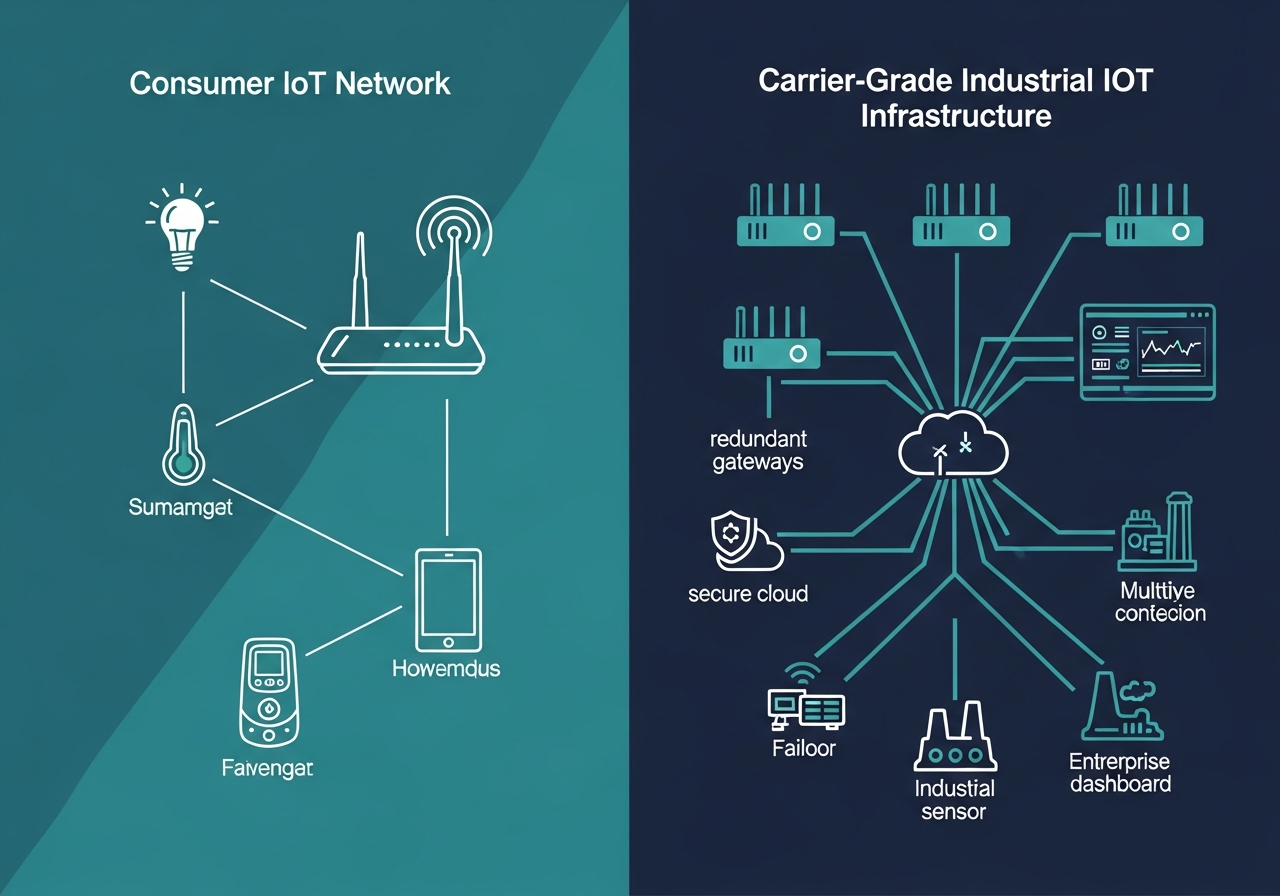 Consumer IoT network vs Carrier-grade IoT infrastructure comparison