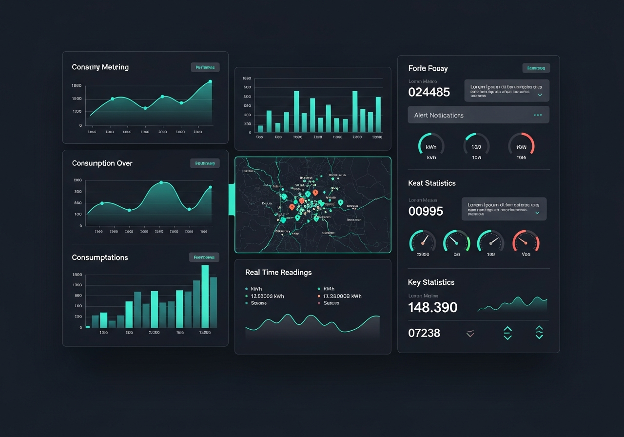 Utility operations dashboard showing smart metering data