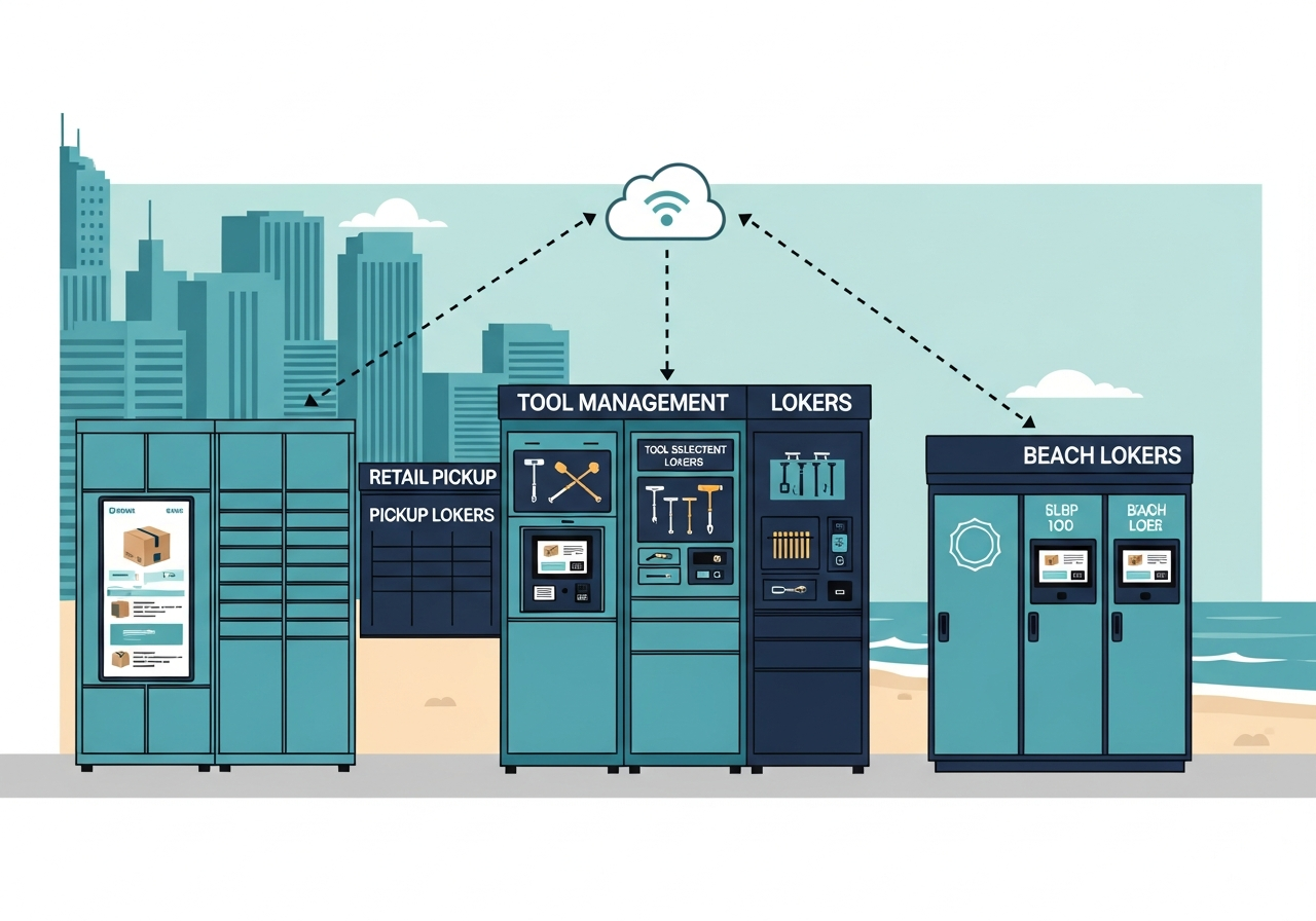 Smart Locker Infrastructure - parcel lockers, tool lockers, beach lockers and retail pickup