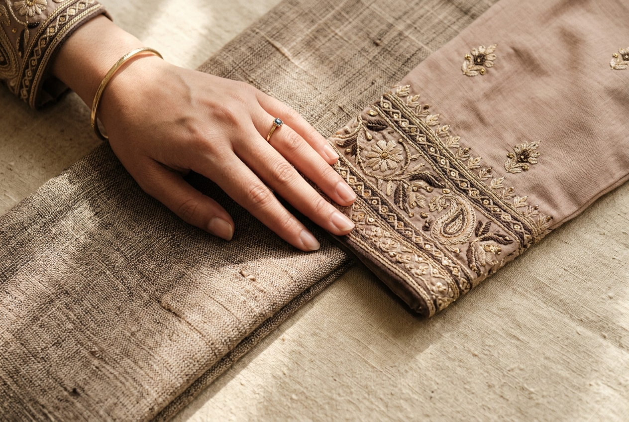 Close-up of Indian textile craftsmanship
