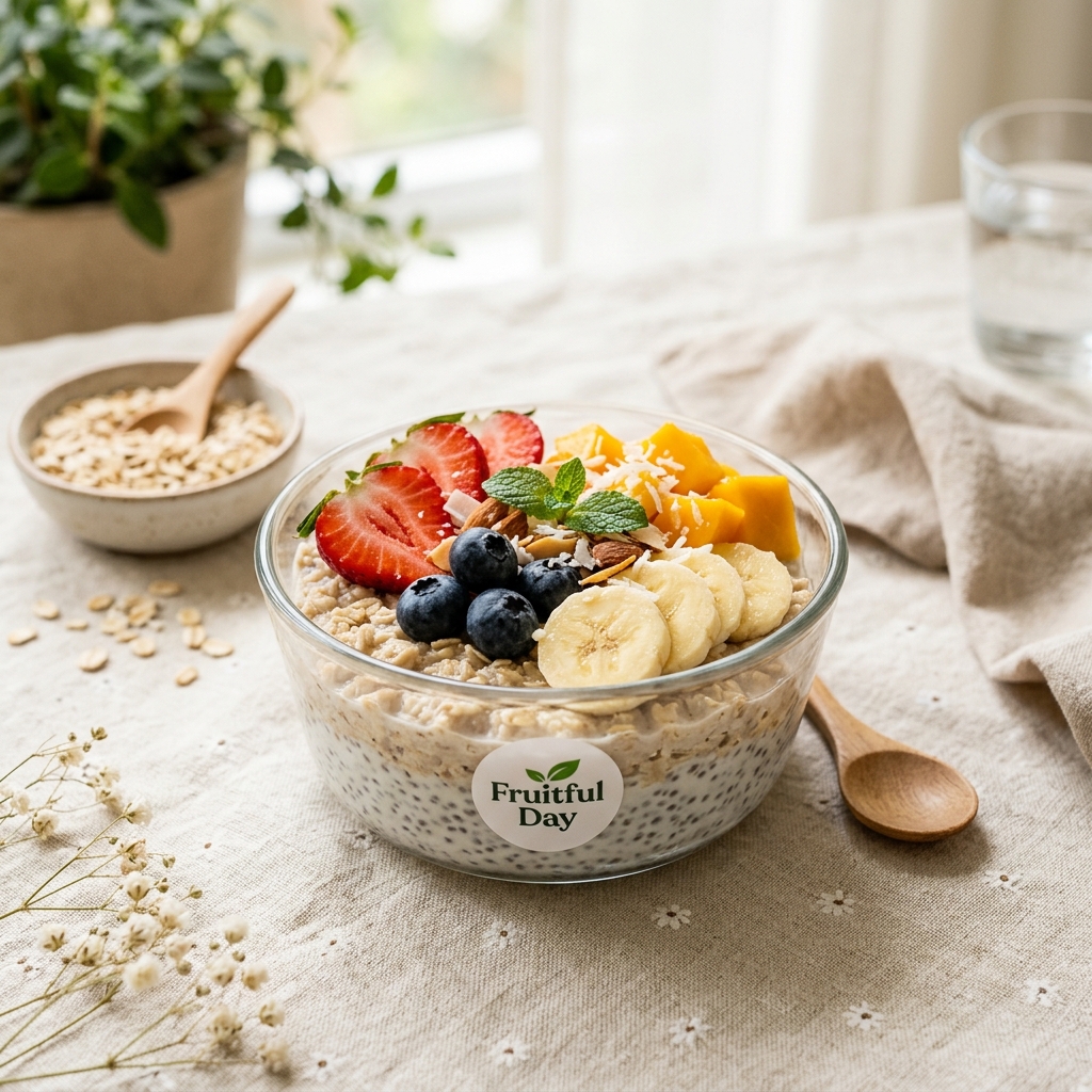 Chia Pudding + Oats & Fruits Bowl