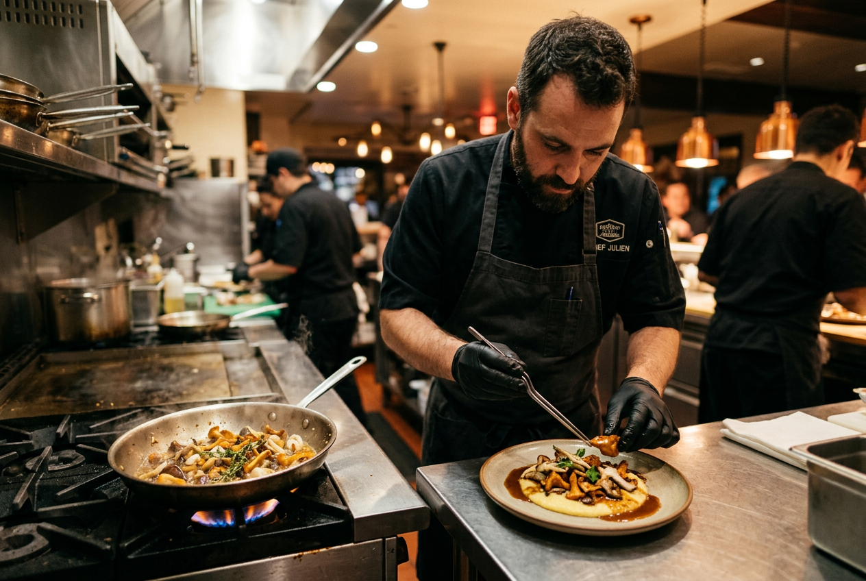 Chef cucina funghi