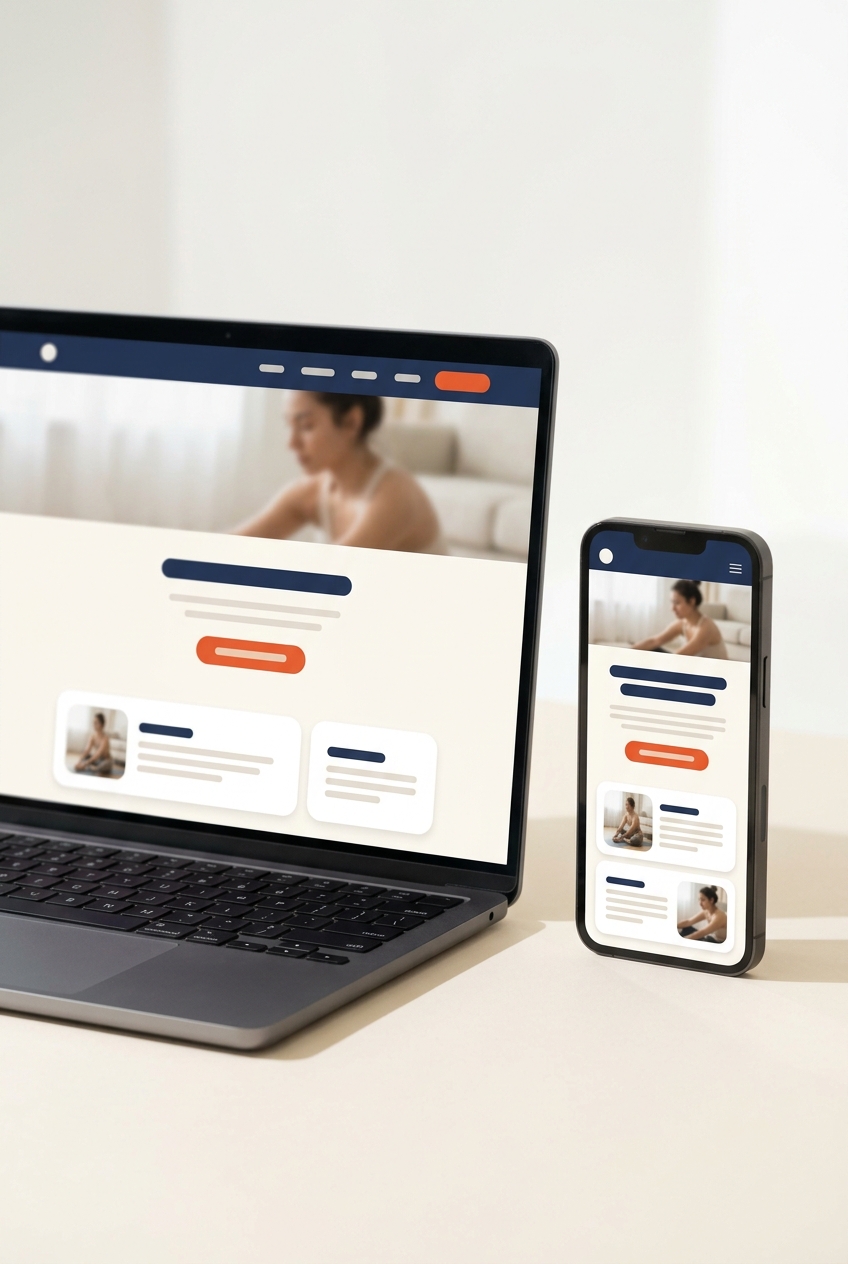 A wellbeing website shown on a laptop and phone
