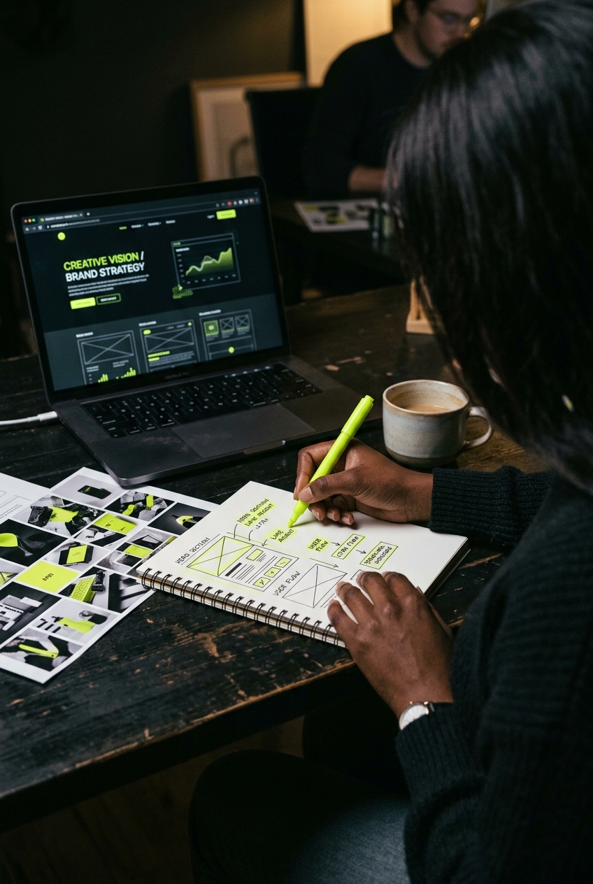 Founder-led strategy session at the HughLaunch studio