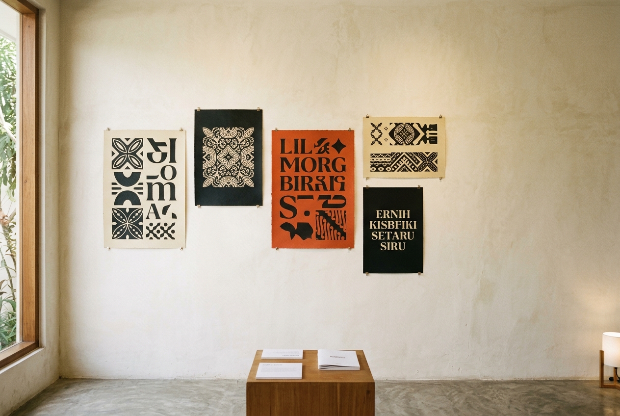 Typography poster exhibition wall