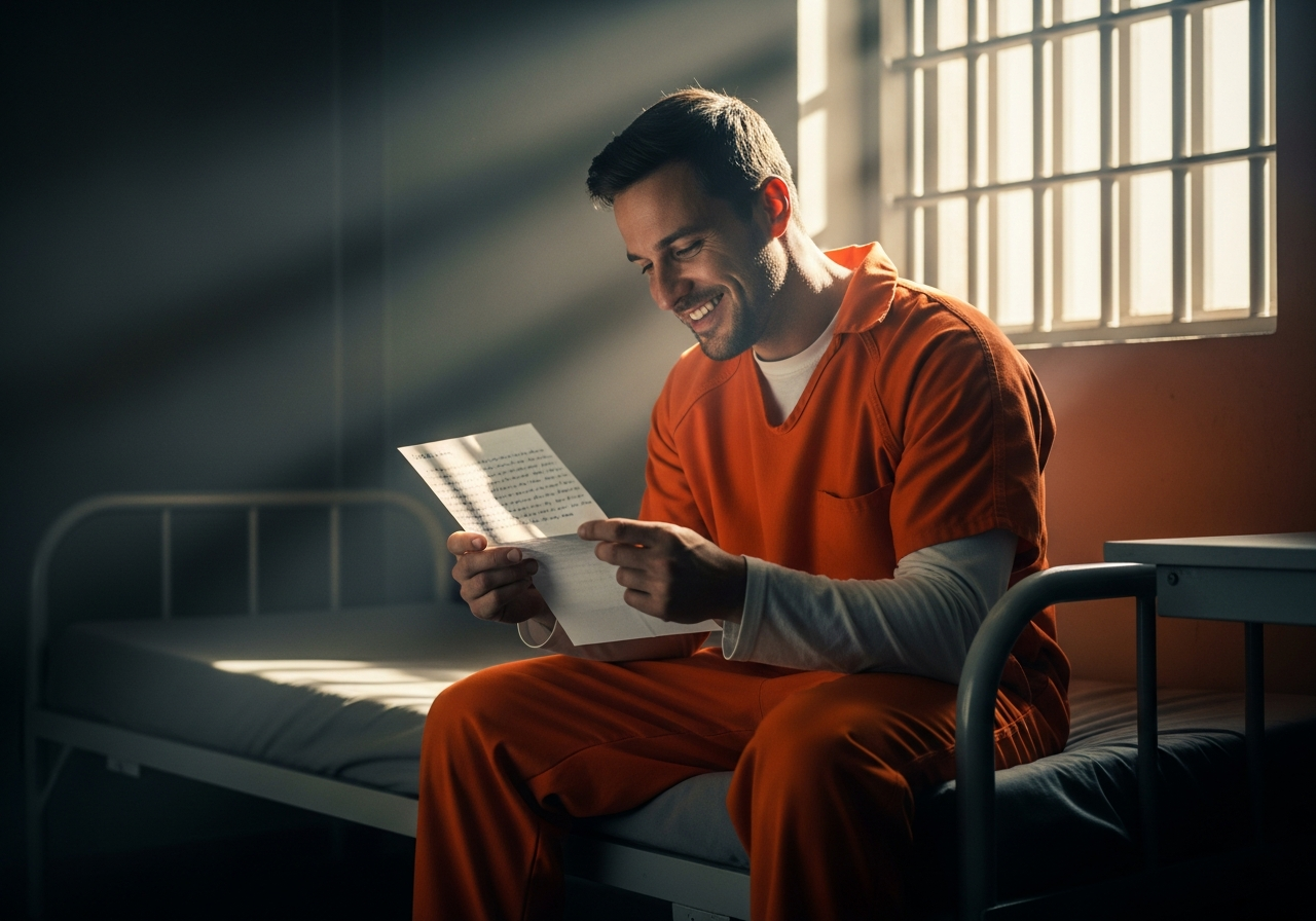 Inmate reading letter