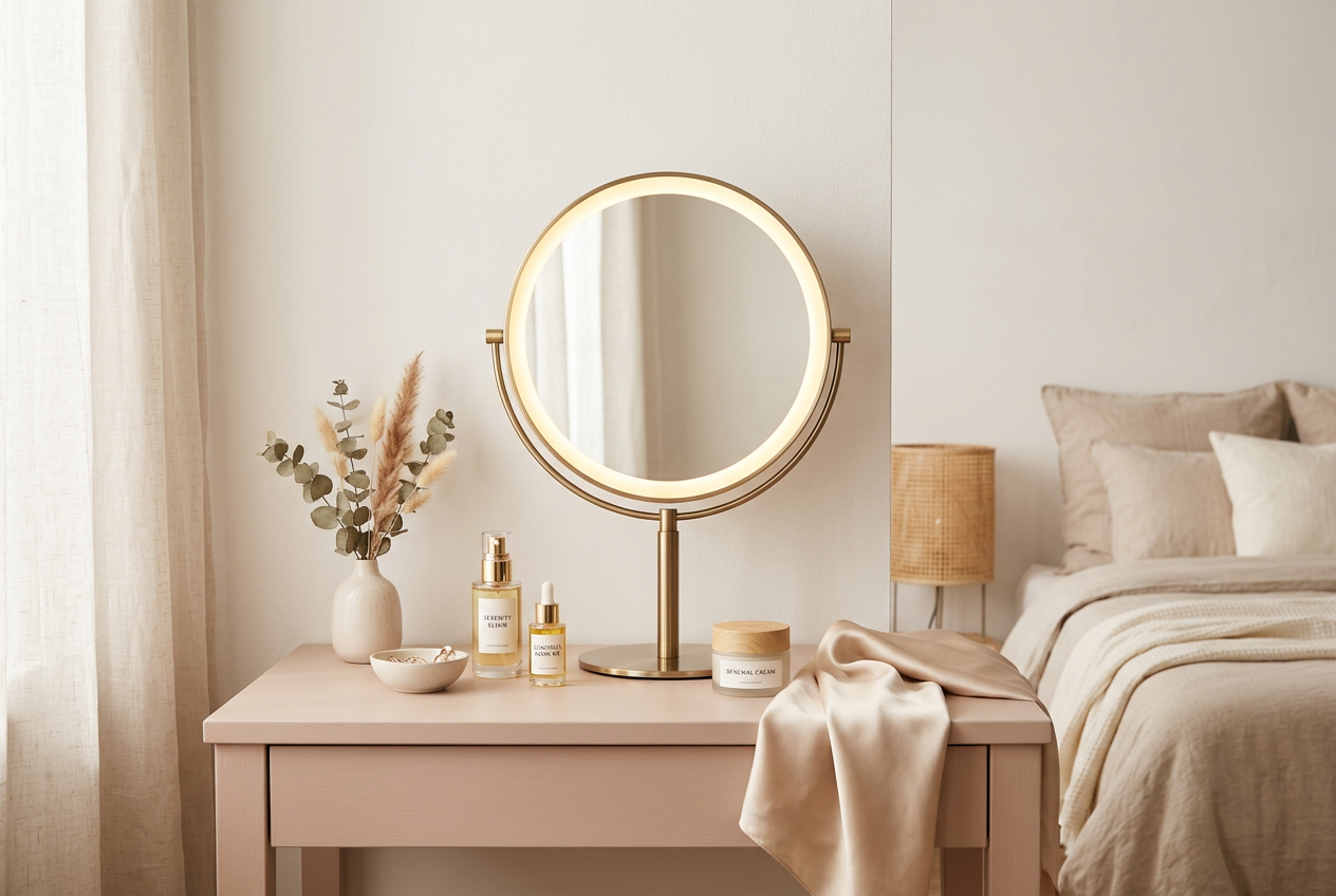 Soft glowing vanity mirror