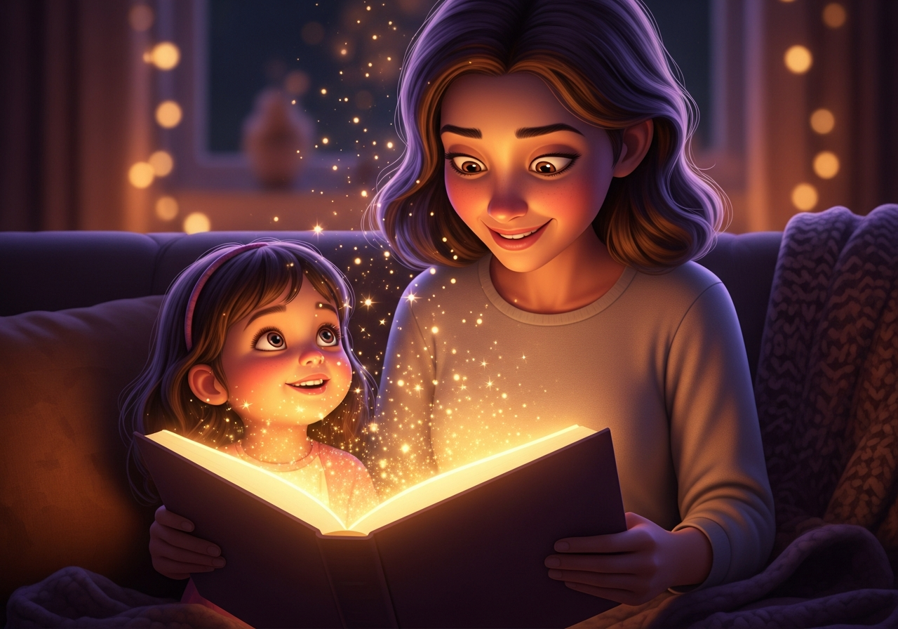 Parent and child reading together