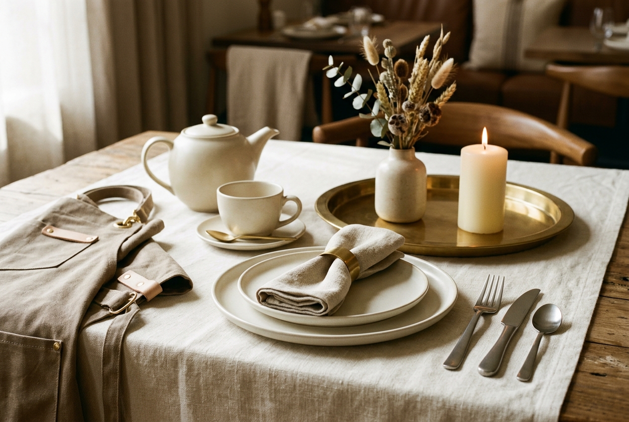 Emporium London hospitality tabletop with ceramics, cutlery, teapot and serving tray