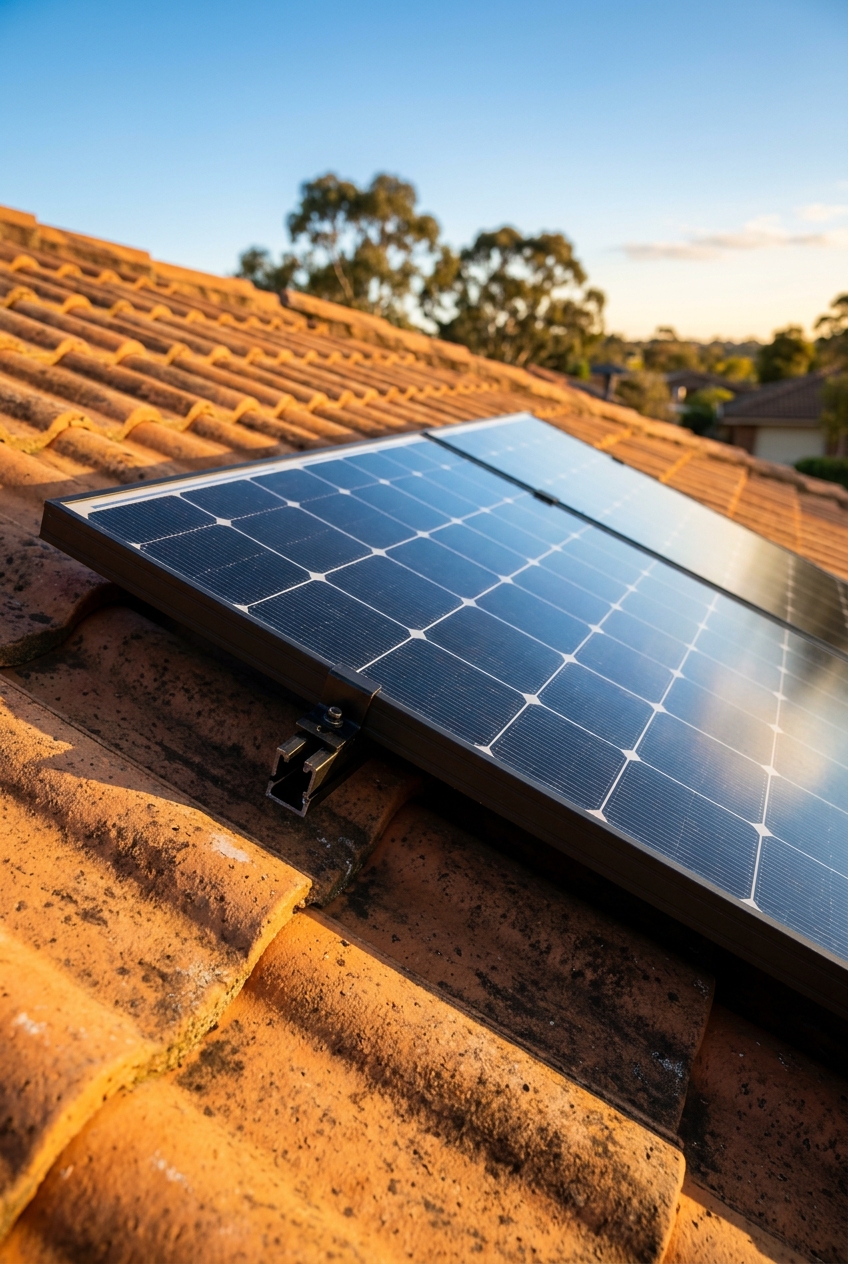 Premium black solar panels installed on a terracotta tile roof