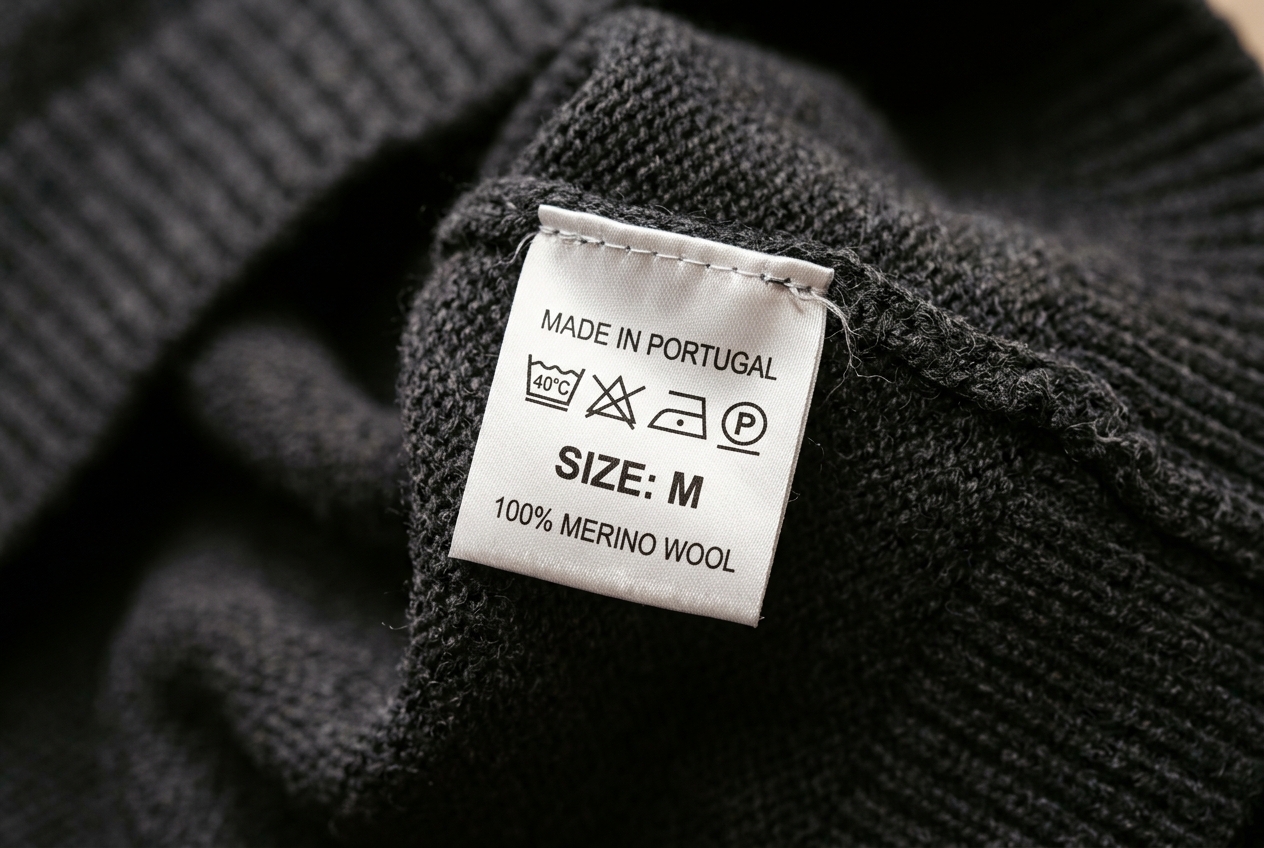 Care label stitched inside a premium garment by ShyamVeda