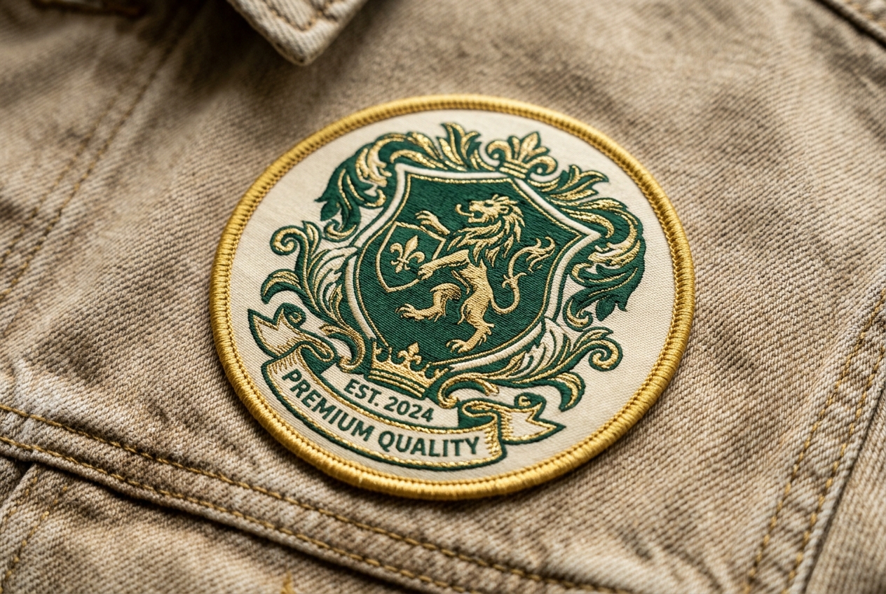 Embroidered crest patch with merrowed border manufactured by ShyamVeda