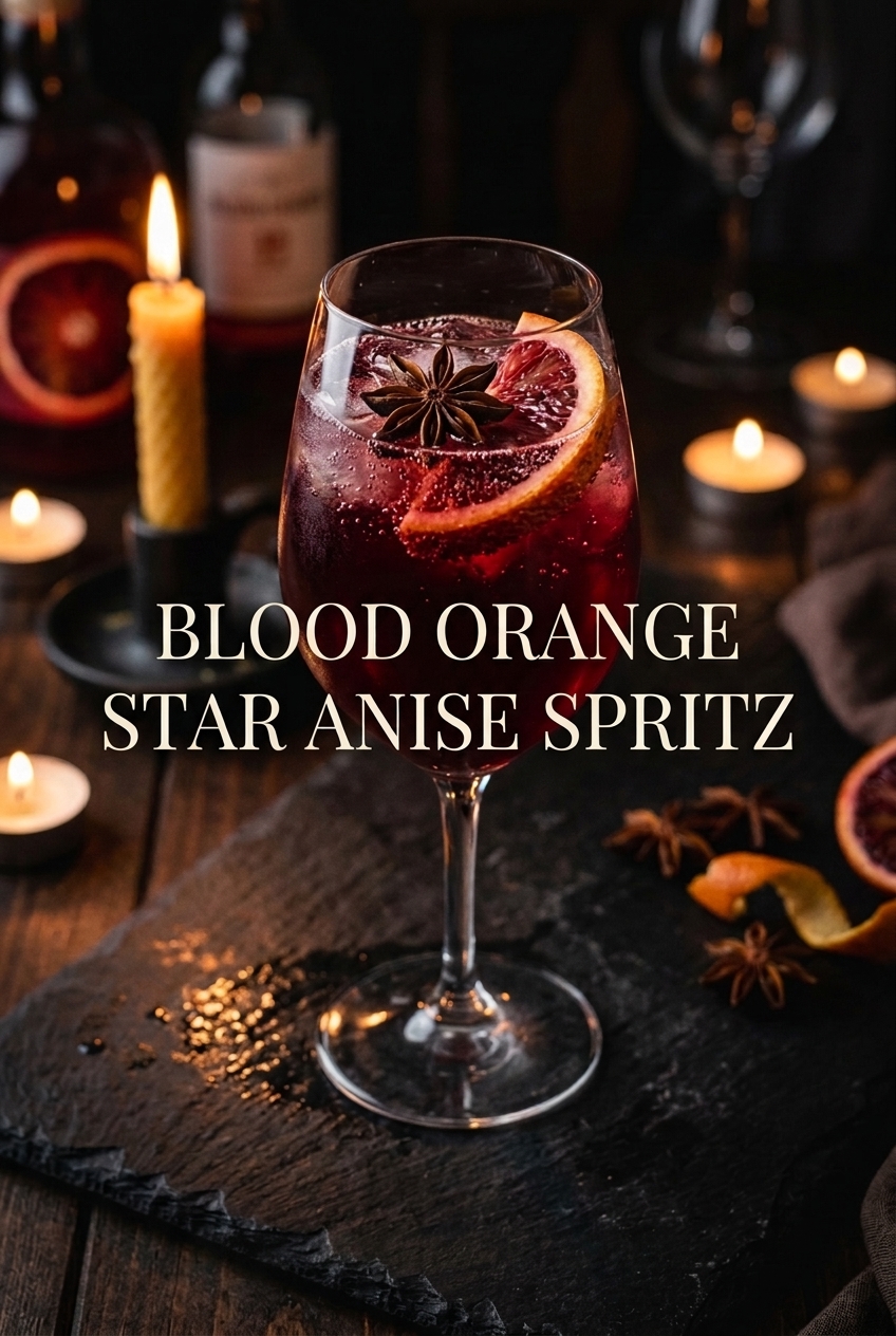 Pinterest pin for Blood Orange & Star Anise Spritz