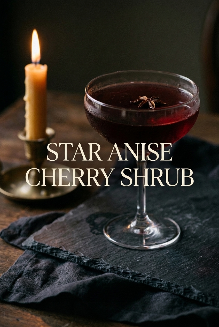 Pinterest pin for Star Anise Cherry Shrub