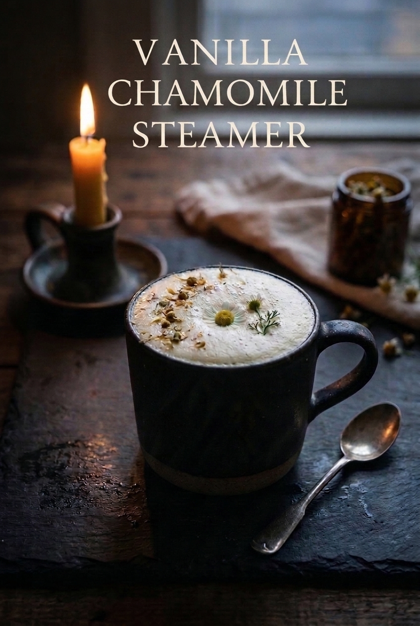 Pinterest pin for Vanilla Chamomile Steamer