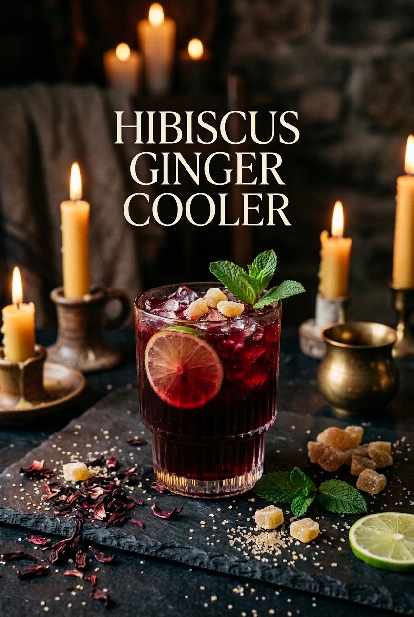 Pinterest pin for Hibiscus Ginger Cooler