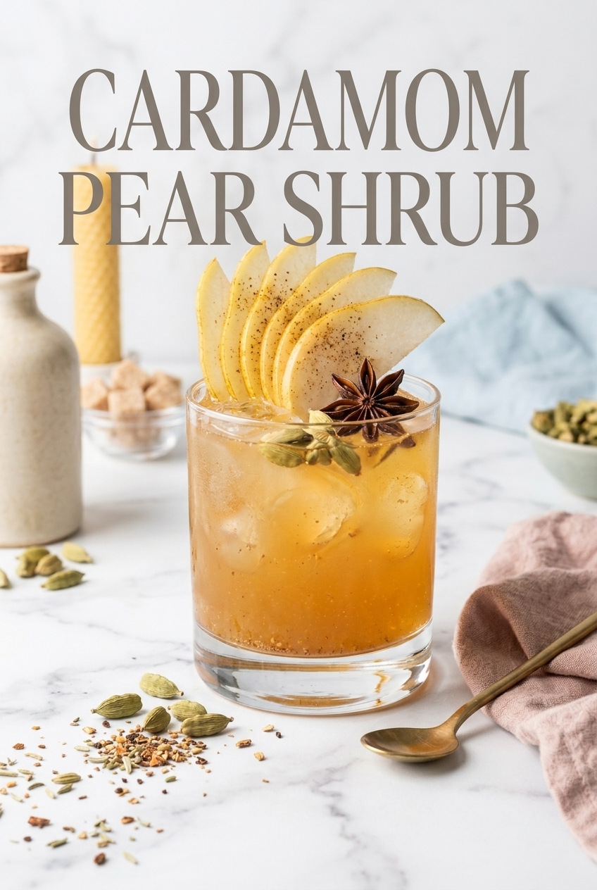 Pastel pin for Cardamom Pear Shrub