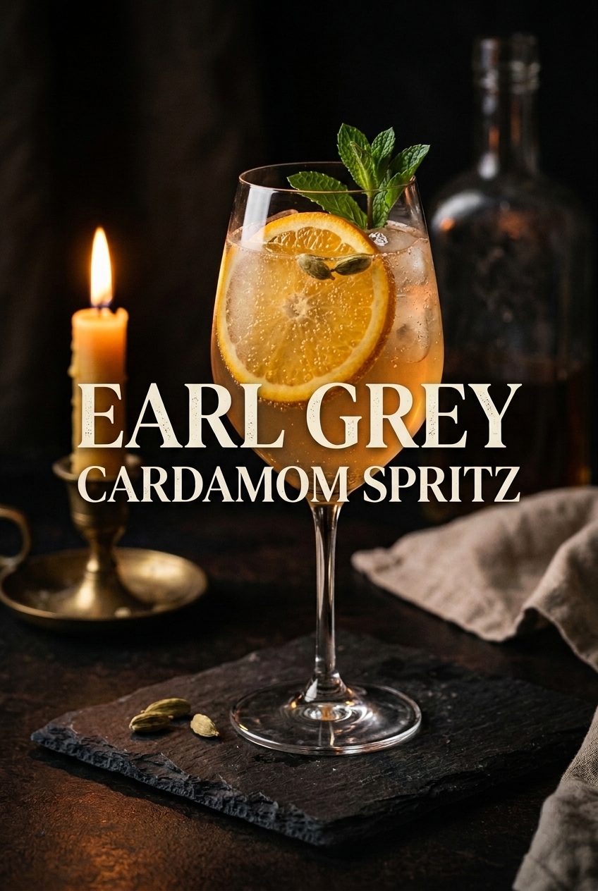 Pinterest pin for Earl Grey Cardamom Spritz