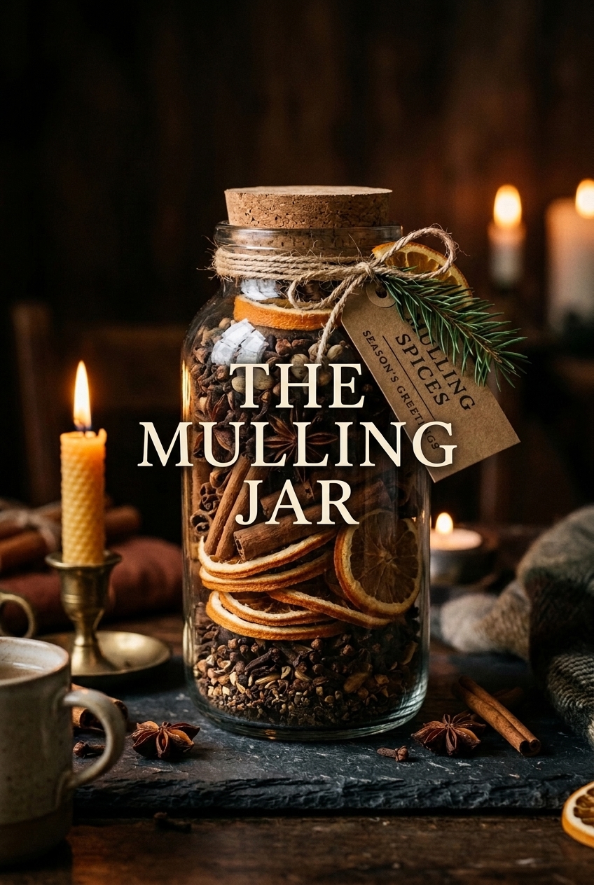 The Holiday Host's Pack — the mulling gift jar with spices on dark slate