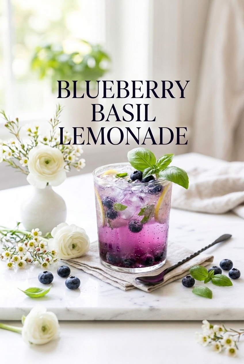 Pastel pin for Blueberry Basil Lemonade