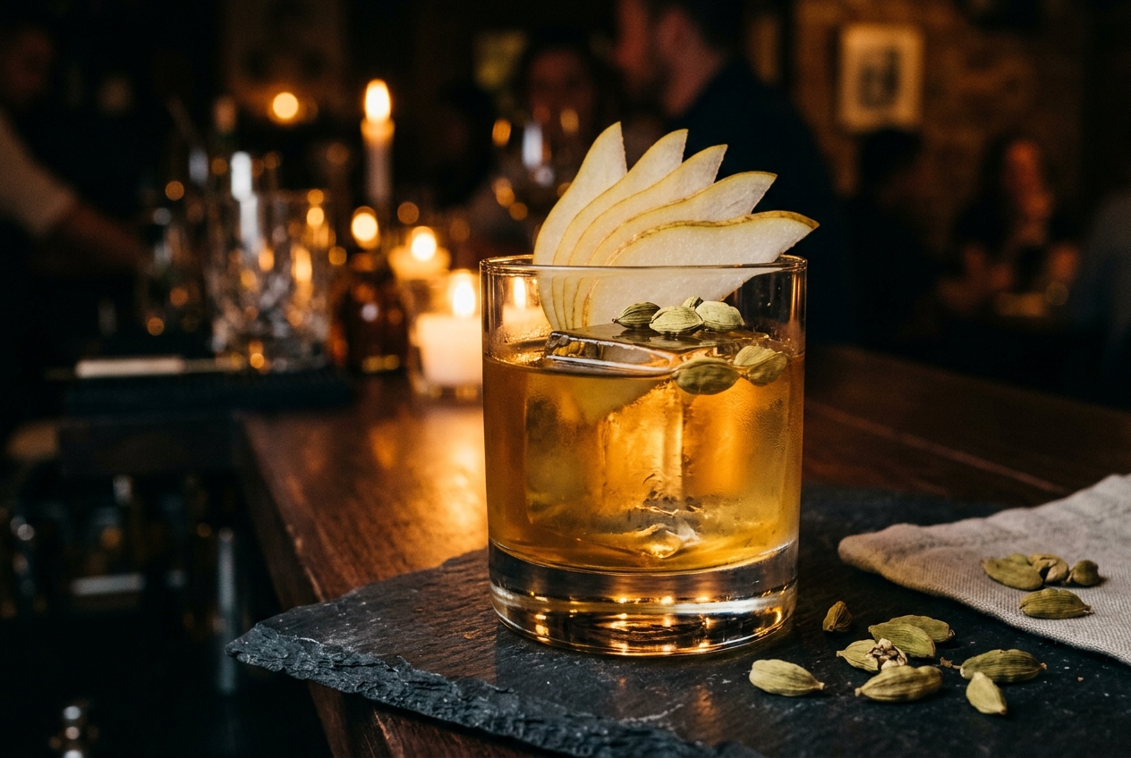 Cardamom Pear Shrub